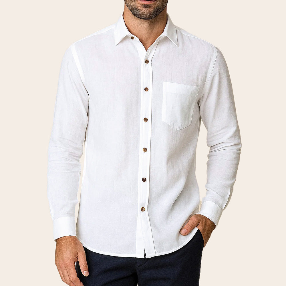 Men's Pure Linen Bushirt (LIN-1293|CLR/FSL|FOLA)