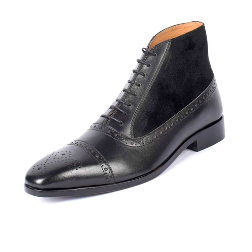 [UNI-2313|UNI0|0] Black Wing Tip Semi Brogue Boot (UENT-MW-4|MIS/1)