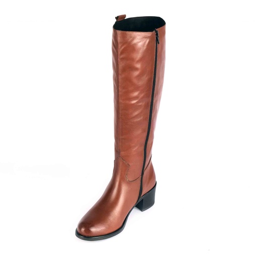 [UNI-2367|UNI0|0] Brown Plain Leather Knee High Boot (PAK-SER-19-07-13249|MIS/1)